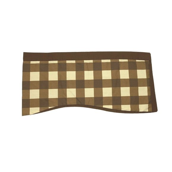 1 Cotton Canvas Plaid Buffalo Valance Curtain Brown Tan Beige Farmhouse Check - Picture 1 of 6